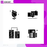 Solid Icon Set Packung mit 4 Glyphen-Icons isoliert auf weißem Hintergrund für Web-Print und mobile kreative schwarze Icon-Vektor-Hintergrund vektor