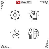 uppsättning av 4 modern ui ikoner symboler tecken för Kontakt rena service marknadsföring propert redigerbar vektor design element