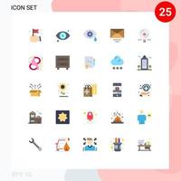 mobil gränssnitt platt Färg uppsättning av 25 piktogram av rekrytering förstoringsglas öga mänsklig text redigerbar vektor design element