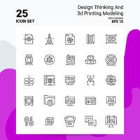 25 Design Thinking und 3D-Druck Modellierung Icon Set 100 bearbeitbare 10 EPS-Dateien Business Logo Konzept Ideen Line Icon Design vektor