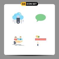 uppsättning av 4 kommersiell platt ikoner packa för uSB försäkring moln chatta familj redigerbar vektor design element