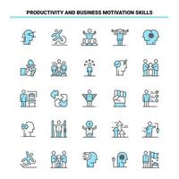 25 Fähigkeiten zur Produktivitäts- und Geschäftsmotivation Schwarz-Blau-Icon-Set kreatives Icon-Design und Logo-Vorlage kreativer schwarzer Icon-Vektor-Hintergrund vektor
