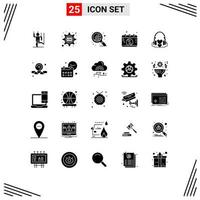 Lager Vektor Icon Pack mit 25 Zeilenzeichen und Symbolen für Herzen Mandarin css Gear chinesischer Kalender editierbare Vektordesign-Elemente