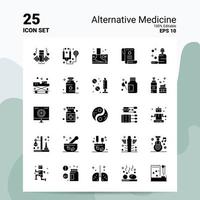 25 Alternativmedizin-Icon-Set 100 bearbeitbare Eps 10-Dateien Business-Logo-Konzept-Ideen solides Glyphen-Icon-Design vektor