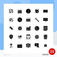 25 thematische Vektor-Solid-Glyphen und editierbare Symbole von Pocket Cue Gauge Billard Natur editierbare Vektordesign-Elemente vektor