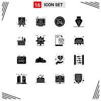 16 kreative Symbole moderne Zeichen und Symbole des Transportwerkzeugs Auto Pen Slash editierbare Vektordesign-Elemente vektor