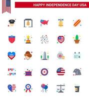 25 usa flat pack of unabhängigkeitstag zeichen und symbole der staaten amerikanische karte usa ring editierbare usa tag vektor design elemente