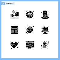 uppsättning av 9 modern ui ikoner symboler tecken för kylare bild trädgård ui dokumentera redigerbar vektor design element