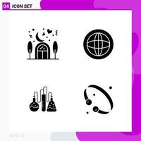 Solid Icon Set Packung mit 4 Glyphen-Icons isoliert auf weißem Hintergrund für Web-Print und mobile kreative schwarze Icon-Vektor-Hintergrund vektor