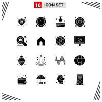 Gruppe von 16 soliden Glyphen Zeichen und Symbolen für die Suche nach Apartment Beauty Box keine bearbeitbaren Vektordesign-Elemente vektor