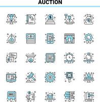 25 Auktion schwarz-blaues Icon-Set kreatives Icon-Design und Logo-Vorlage kreativer schwarzer Icon-Vektor-Hintergrund vektor
