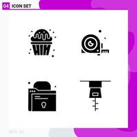 Solid Icon Set Packung mit 4 Glyphen-Icons isoliert auf weißem Hintergrund für Web-Print und mobile kreative schwarze Icon-Vektor-Hintergrund vektor