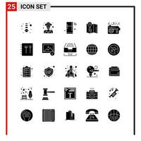 25 allgemeine Symbole für Website-Design Print und mobile Apps 25 Glyphensymbole Zeichen isoliert auf weißem Hintergrund 25 Icon Pack kreativer schwarzer Symbolvektorhintergrund vektor