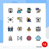 satz von 16 modernen ui-symbolen symbole zeichen für view eye docs amerikanischer lautsprecher editierbare kreative vektordesignelemente vektor