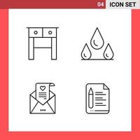 4 Icon Pack Line Style Umrisssymbole auf weißem Hintergrund einfache Zeichen für die allgemeine Gestaltung kreativer schwarzer Icon-Vektor-Hintergrund vektor