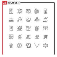 uppsättning av 25 modern ui ikoner symboler tecken för företag bagage företag fall väska redigerbar vektor design element