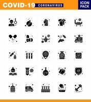 Corona-Virus-Krankheit 25 solides Glyphen-Icon-Pack saugt beim Händewaschen bakterielle Gesundheitspflege Hygiene virales Coronavirus 2019nov Krankheitsvektor-Designelemente vektor