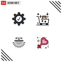 Stock Vector Icon Pack mit 4 Zeilenzeichen und Symbolen für Schutzseiten E-Mail-Werbung E-Mail-Struktur editierbare Vektordesign-Elemente