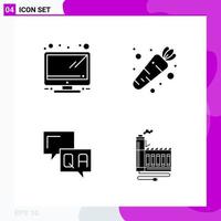 Solid Icon Set Packung mit 4 Glyphen-Icons isoliert auf weißem Hintergrund für Web-Print und mobile kreative schwarze Icon-Vektor-Hintergrund vektor