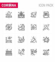 covid19 Corona-Virus-Kontaminationsprävention blaues Symbol 25 Pack wie Virenschutzereignis medizinische Informationen Virus-Coronavirus 2019nov-Krankheitsvektor-Designelemente vektor