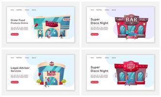 Shop Front Landing Page Set vektor