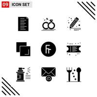 Pixel perfekter Satz von 9 soliden Symbolen Glyphen-Icon-Set für Website-Design und mobile Anwendungen Schnittstelle kreativer schwarzer Icon-Vektor-Hintergrund vektor