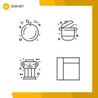 4 Icon Set Line Style Icon Pack Umrisssymbole isoliert auf weißem Hintergrund für responsive Website, die kreativen schwarzen Icon-Vektorhintergrund entwirft vektor