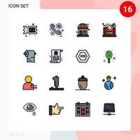 Aktienvektor-Icon-Pack mit 16 Zeilenzeichen und Symbolen für die Login-Datei des Gewebereinigungsshops, editierbare kreative Vektordesign-Elemente vektor