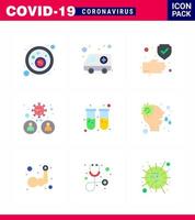 Corona Virus Disease 9 Flat Color Icon Pack saugen als Blutübertragung saubere Menschen Bakterien virales Coronavirus 2019nov Krankheitsvektor Designelemente vektor