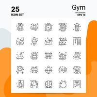 25 Fitness-Icon-Set 100 bearbeitbare Eps 10 Dateien Business-Logo-Konzept-Ideen-Line-Icon-Design vektor