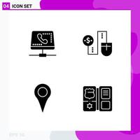 Solid Icon Set Packung mit 4 Glyphen-Icons isoliert auf weißem Hintergrund für Web-Print und mobile kreative schwarze Icon-Vektor-Hintergrund vektor