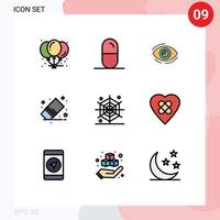 satz von 9 modernen ui-symbolen symbole zeichen zum entfernen löschen augenansicht suche editierbare vektordesignelemente vektor