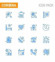 16 blaues Coronavirus covid19 Icon Pack wie Krankenhausapotheke Corona medizinisches Zentrum Krankenhaus Zeichen virales Coronavirus 2019nov Krankheitsvektor Designelemente vektor