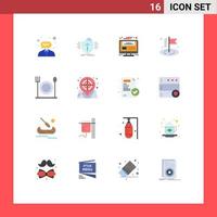 Stock-Vektor-Icon-Pack mit 16 Zeilenzeichen und Symbolen für das Design von Eat-Flag-Safe-Business-Websites, editierbares Paket kreativer Vektor-Design-Elemente vektor