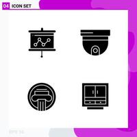 Solid Icon Set Packung mit 4 Glyphen-Icons isoliert auf weißem Hintergrund für Web-Print und mobile kreative schwarze Icon-Vektor-Hintergrund vektor