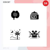 4 fast glyf begrepp för webbplatser mobil och appar hjärna träd psykologi grön islamic redigerbar vektor design element