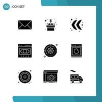 9 solides Glyphenpaket der Benutzeroberfläche mit modernen Zeichen und Symbolen von Target Cog Business Gear online bearbeitbare Vektordesign-Elemente vektor
