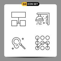 Umrisssymbole mit 4 schwarzen Symbolen für ansprechende Designs auf weißem Hintergrund 4 Symbole setzen kreativen schwarzen Symbolvektorhintergrund vektor