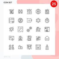 Linienpackung mit 25 universellen Symbolen für die Privatsphäre der Geburtstagswebsite online Halloween editierbare Vektordesign-Elemente vektor