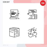Satz von 4 Vektor-Fülllinien-Flachfarben auf Raster zum Codieren Fügen Sie Web-Codierung wie Commerce editierbare Vektordesign-Elemente hinzu vektor