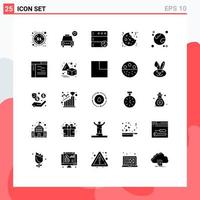 25 universelle solide Glyphen für Web- und mobile Anwendungen Globe Earth Server Browser Dessert editierbare Vektordesign-Elemente vektor