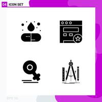 Solid Icon Set Packung mit 4 Glyphen-Icons isoliert auf weißem Hintergrund für Web-Print und mobile kreative schwarze Icon-Vektor-Hintergrund vektor