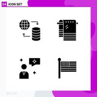 Solid Icon Set Packung mit 4 Glyphen-Icons isoliert auf weißem Hintergrund für Web-Print und mobile kreative schwarze Icon-Vektor-Hintergrund vektor