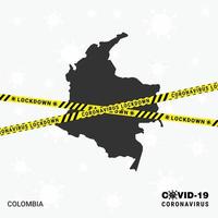 kolumbienlandkarte sperrvorlage für coronavirus-pandemie zum stopp der virusübertragung covid 19 bewusstseinsvorlage vektor