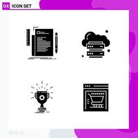 Solid Icon Set Packung mit 4 Glyphen-Icons isoliert auf weißem Hintergrund für Web-Print und mobile kreative schwarze Icon-Vektor-Hintergrund vektor