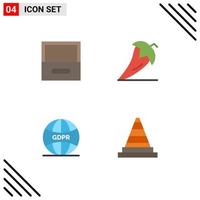 uppsättning av 4 kommersiell platt ikoner packa för arkiv global chili peppar nätverk redigerbar vektor design element