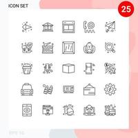 Gruppe von 25 modernen Linien, die für das E-Mail-Telefon-Layout festgelegt sind, helfen, Kontakt mit editierbaren Vektordesign-Elementen aufzunehmen vektor