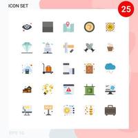 Piktogrammsatz von 25 einfachen flachen Farben der vorhandenen Diamantmünzen-Prozentrabatt editierbare Vektordesign-Elemente vektor