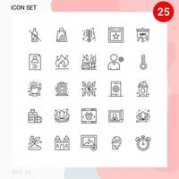 25 universelle Linienzeichen Symbole für das Wachstum von Bildschirmwebsites Lieblingsartikel editierbare Vektordesign-Elemente vektor