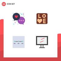 satz von 4 modernen ui-symbolen symbole zeichen für chat-layout liebe liebesassistent editierbare vektordesignelemente vektor